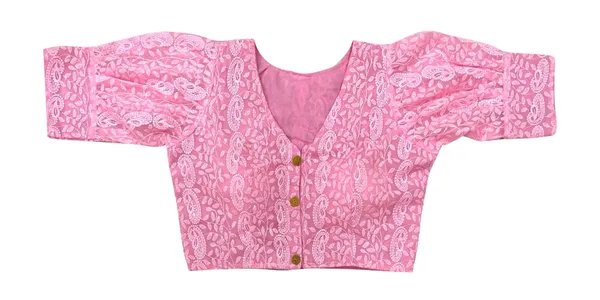 Baby_Pink_Chikankari_Work_Puff_sleevs_Readymade_Blouse_for_women